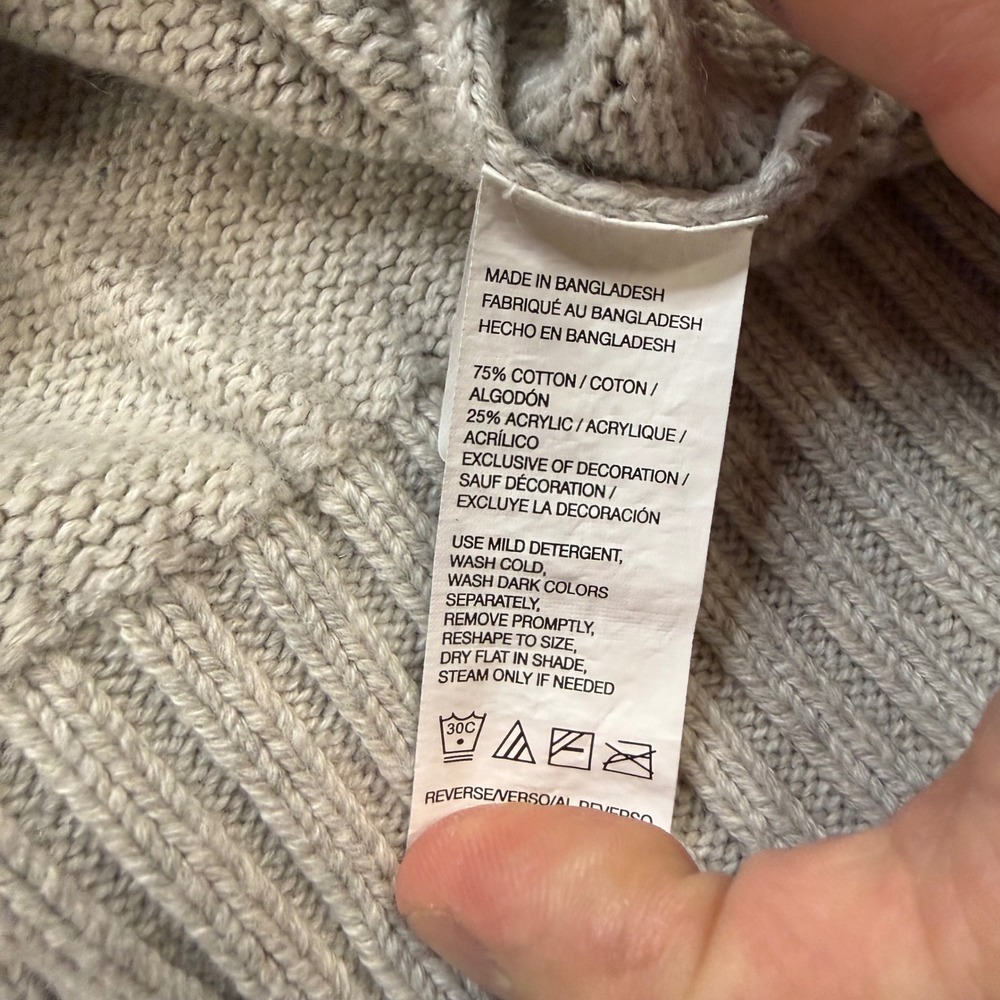 IZOD Mens Fair Isle Mock Neck Quarter Button Sweater Grey Navy Red Small - Picture 5 of 7